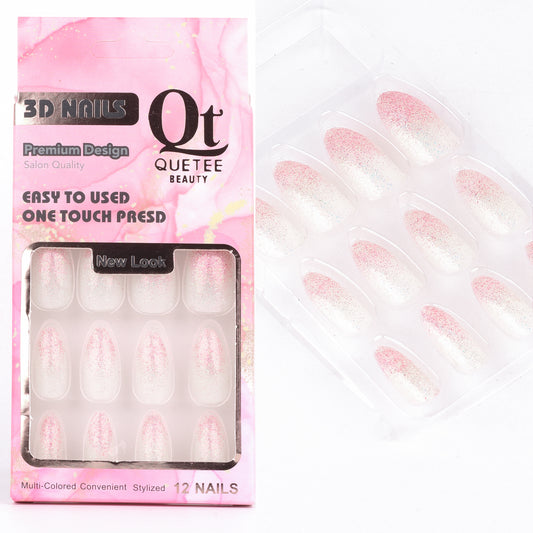 Quetee 3D Nails premium design glitters,stone & plain include glue