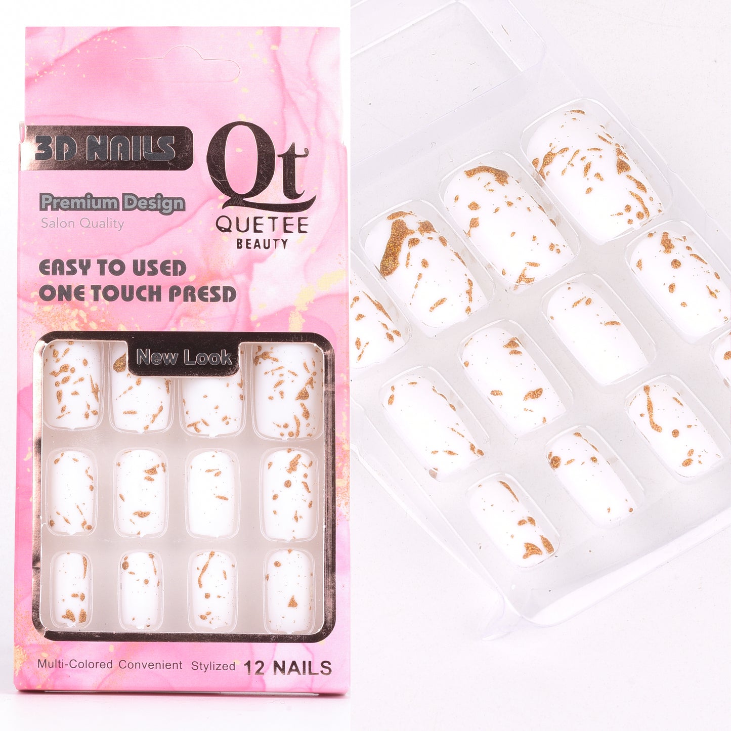 Quetee 3D Nails premium design glitters,stone & plain include glue