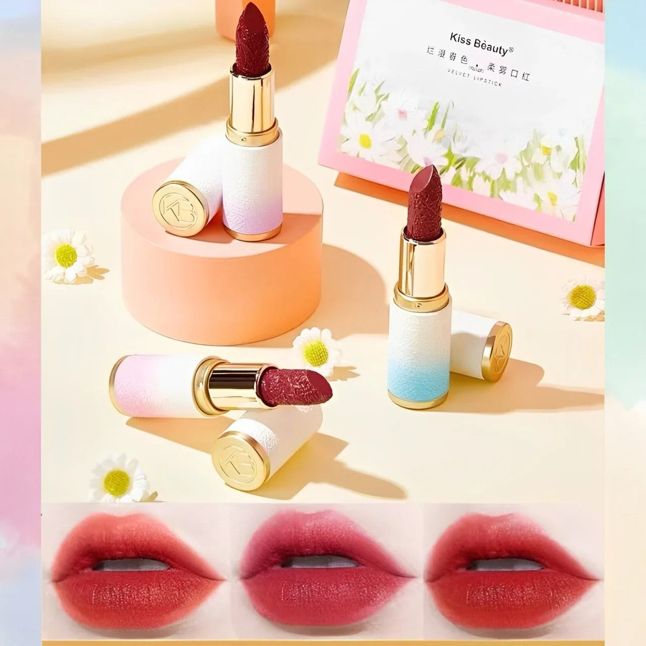 3 Pcs Kiss beauty Lipstick