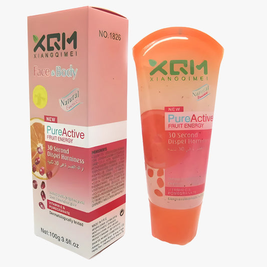 XQM DIRT REMOVING FACE & BODY EXFOLIATING GEL XQM Pure Active Plan Energy Cucumber - Olive - Orange Net: 100g