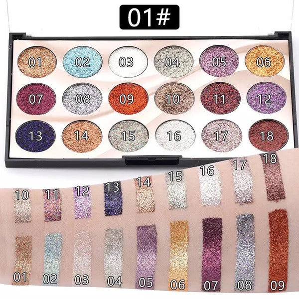 MISS ROSE 18-COLOR GLITTER EYE SHADOW PALLETE