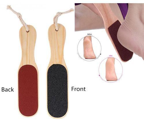 Foot Pedicure Grinder, Wooden & Plastic Heel Scraper For Feet, Hands, And Body