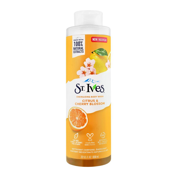St. ives ENERGIZING BODY WASH CITRUS &amp; CHERRY BLOSSOM 22.5oz - 650ml freeshipping - thehimherstore