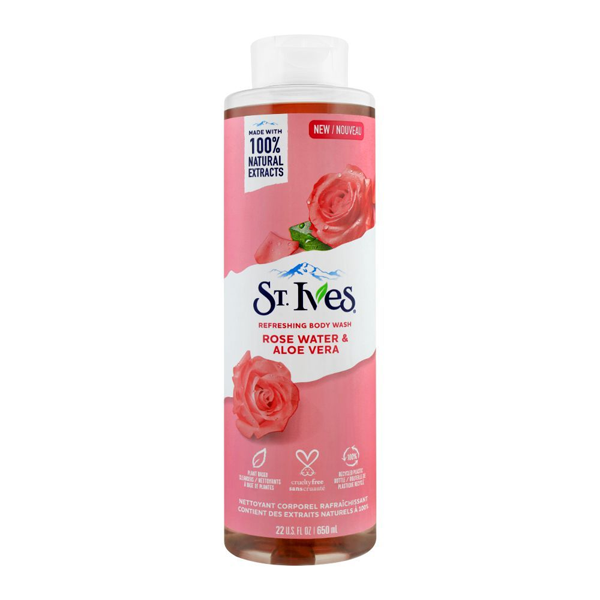 St. ives REFRESHING BODY WASH ROSE WATER AND ALOE VERA 22.5oz - 650ml freeshipping - thehimherstore